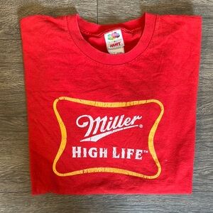 MILLER HIGH LIFE Red Size Large T-Shirt BEER T